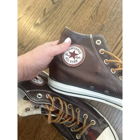 Converse Rare Chuck Taylor All Star Leather Brown And plaid Plaid Size 11 Mens main image 5